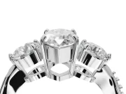 Marquise Three Stone Engagement Ring Setting | Tapered Pave Band | Sterling Silver