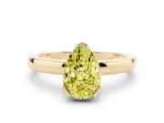 Pear-Shaped Solitaire Engagement Ring Setting for a Fancy Yellow Lab-Grown Diamond | Flat Tab Prongs | Yellow Gold