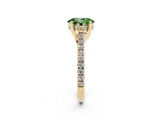 Oval Hidden Halo Pave Engagement Ring Setting for a Fancy Green Lab-Grown Diamond | Claw Prongs | Yellow Gold