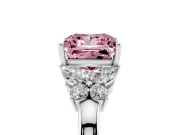 Fancy Pink Princess Cut Diamond Solitaire Floral Ring Set in White gold with Marquise Petals and Prong Setting