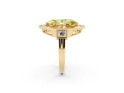 Fancy Yellow Marquise Cut Diamond Milgrain Halo Ring Set in Yellow gold with Split Shank