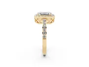 Emerald Cut Halo Engagement Ring Setting | Yellow Gold