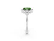 Fancy Green Radiant Cut Diamond Cluster Ring Set in Platinum with Beaded Band