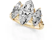 Marquise Three Stone Engagement Ring Setting | Braided Band | Yellow Gold