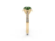 Round Floral Pavé Engagement Ring Setting for a Fancy Green Lab-Grown Diamond | Yellow Gold