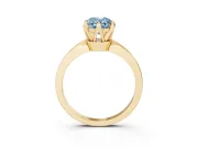 Fancy Blue Oval Cut Diamond Solitaire Engagement Ring Set in Yellow gold with Slim Tapered Solitaire Band