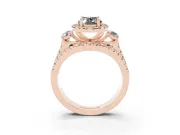 Oval Halo Split Shank Engagement Ring Setting for a Black Center | Round Side Stones | Rose Gold