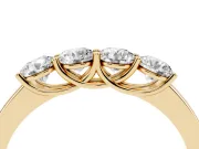 Round Lab-Grown Diamond Four Stone Wedding Band | Raised Prong Baskets | Yellow Gold