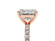 Asscher Cut Diamond Brilliant Solitaire Ring Set in Rose gold with Pavé Band and Prong Setting