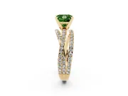 Princess Cut Twisted Pavé Engagement Ring Setting for a Fancy Green Lab-Grown Diamond | Yellow Gold