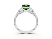 Fancy Green Asscher Cut Diamond Split Shank Ring Set in White gold with Pavé Band and Prong Setting