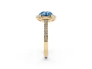 Round Halo Engagement Ring Setting for a Fancy Blue Lab-Grown Diamond | Petal Tips | Yellow Gold