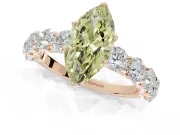 Marquise Side Stone Engagement Ring Setting for a Fancy Yellow Lab-Grown Diamond | Scalloped Prong Accents | Rose Gold