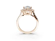 Marquise Double Halo Engagement Ring Setting | Pave Shoulders | Rose Gold