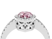 Pear-Shaped Pave Halo Engagement Ring Setting for a Fancy Pink Lab-Grown Diamond | Platinum