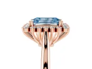 Emerald Cut Starburst Halo Engagement Ring Setting for a Fancy Blue Lab-Grown Diamond | Rose Gold