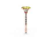 Oval Three Stone Engagement Ring Setting for a Fancy Yellow Lab-Grown Diamond | Pave Shoulders | Rose Gold
