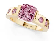 Cushion Cut Tension Style Engagement Ring Setting for a Fancy Pink Lab-Grown Diamond | Yellow Gold