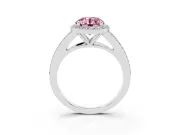 Round Halo Engagement Ring Setting for a Fancy Pink Lab-Grown Diamond | Pave Split Shank | Platinum