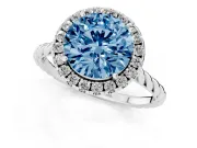 Round Rope Halo Engagement Ring Setting for a Fancy Blue Lab-Grown Diamond | White Gold