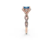 Asscher Cut Milgrain Halo Engagement Ring Setting for a Fancy Blue Lab-Grown Diamond | Graduated Shoulders | Rose Gold