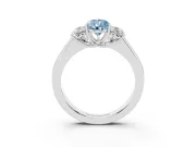Fancy Blue Three-Stone Pear Cut Diamond Ring Set in Silver with Matching Prong Settings and Plain Band