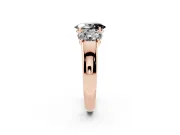 Oval Three Stone Engagement Ring Setting for a Black Center | Touching Side Stones | Rose Gold