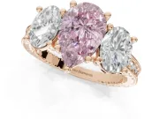 Pear-Shaped Vintage Three Stone Engagement Ring Setting for a Fancy Pink Lab-Grown Diamond | Graduated Pavé | Rose Gold