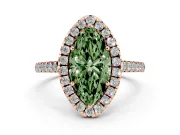Marquise Raised Halo Engagement Ring Setting for a Fancy Green Lab-Grown Diamond | Rose Gold