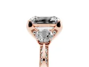 Emerald Cut Hidden Halo Three Stone Engagement Ring Setting for a Fancy Green Lab-Grown Diamond | Rose Gold
