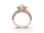 Marquise Vintage Milgrain Pave Engagement Ring Setting | Crescent Side Rows | Rose Gold