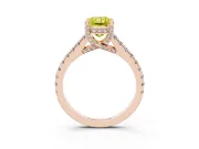 Radiant Cut Hidden Halo Pave Engagement Ring Setting for a Fancy Yellow Lab-Grown Diamond | Claw Prongs | Rose Gold
