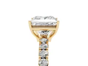 Princess Cut Pave Engagement Ring Setting | Shared Prong Band | Yellow Gold