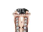 Round Halo Engagement Ring Setting for a Black Center | Two-Row Pavé Split Shank | Rose Gold