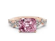 Radiant Cut Scattered Accent Engagement Ring Setting for a Fancy Pink Lab-Grown Diamond | Rose Gold