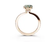 Heart-Shaped Hidden Halo Engagement Ring Setting for a Fancy Green Lab-Grown Diamond | Pavé Band | Rose Gold