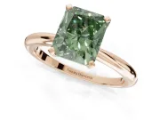 Radiant Cut Solitaire Engagement Ring Setting for a Fancy Green Lab-Grown Diamond | Tapered Plain Band | Rose Gold