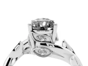 Fancy Black Pear Cut Diamond Solitaire Twist Engagement Ring Set in Silver with Pavé Leaf Accents