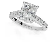 Radiant Cut Pavé Solitaire Engagement Ring Setting | Crossover Gallery | Platinum