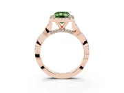 Emerald Cut Twist Halo Engagement Ring Setting for a Fancy Green Lab-Grown Diamond | Rose Gold