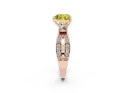 Heart-Shaped Three-Stone Twist Engagement Ring Setting for a Fancy Yellow Lab-Grown Diamond | Rose Gold