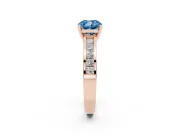 Fancy Blue Cushion Cut Diamond Solitaire Ring Set in Rose gold with Channel-Set Band and Prong Setting