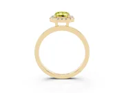 Emerald Cut Thin Halo Engagement Ring Setting for a Fancy Yellow Lab-Grown Diamond | Plain Polished Band | Yellow Gold