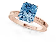Radiant Cut Engraved Engagement Ring Setting for a Fancy Blue Lab-Grown Diamond | Rose Gold