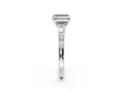 Asscher Cut Tapered Baguette Engagement Ring Setting for a Fancy Green Lab-Grown Diamond | Sterling Silver