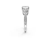 Asscher Cut Three Stone Engagement Ring Setting | Tapered Pave Band | Platinum