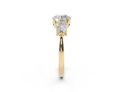 Round Cut Diamond Three-Stone Ring Set in Yellow gold with Pear Side Stones