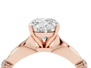 Cushion Cut Floral Solitaire Engagement Ring Setting | Sculpted Leaf Shoulders | Rose Gold