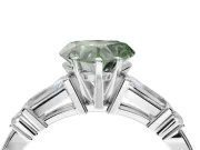 Heart-Shaped Tapered Baguette Engagement Ring Setting for a Fancy Green Lab-Grown Diamond | Platinum