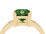 Fancy Green Princess Cut Diamond Solitaire Ring Set in Yellow gold with Prong Head and Smooth Polished Band